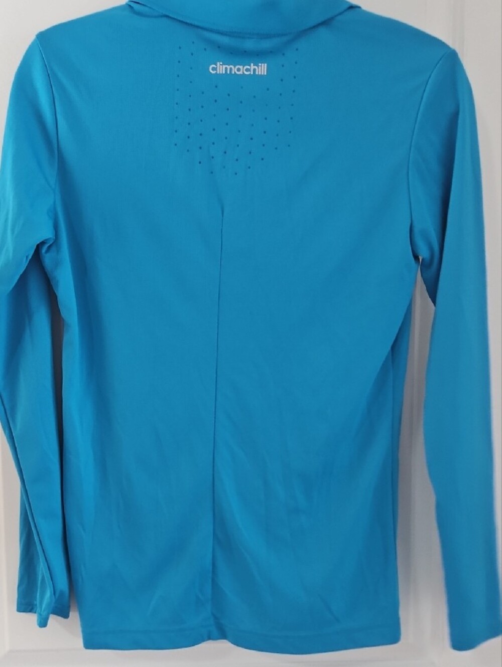 adidas Women’s Long-Sleeve Shirt - Bright Blue with White Accents - Picture 4 of 4
